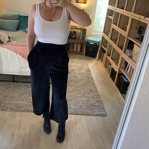 🖤HIGH-WAISTED ‘VELVET’ WIDE-LEG CAPRI PANTS with POCKETS🖤 ✨Handmade Magic✨